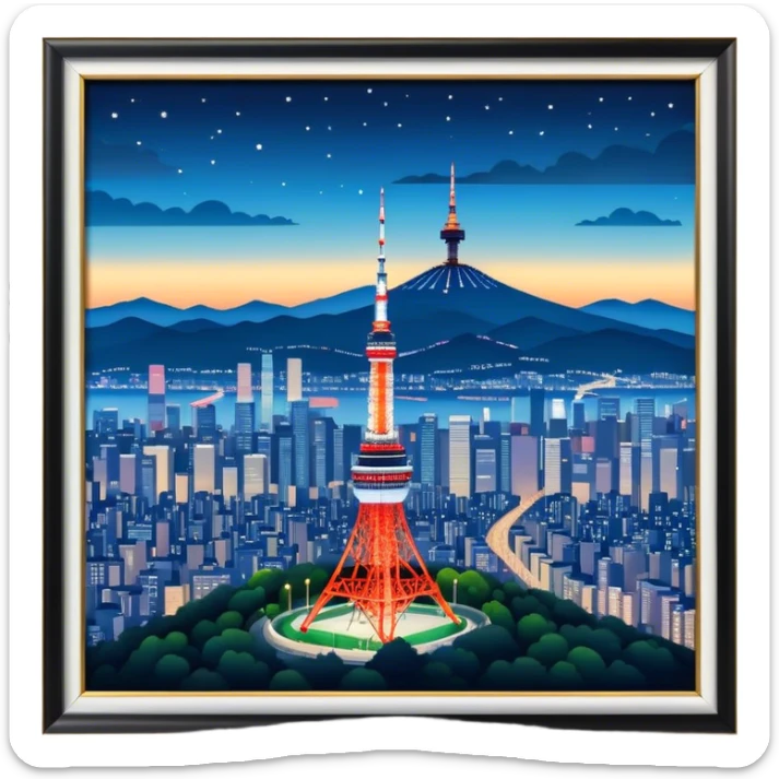 N Seoul Tower Landmark Emoji – Showing the tower atop Namsan Mountain with city lights in the background. sticker