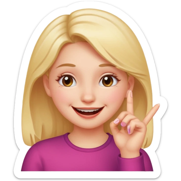 girl who bites the tip of her finger and smiles and rise her eyes  sticker