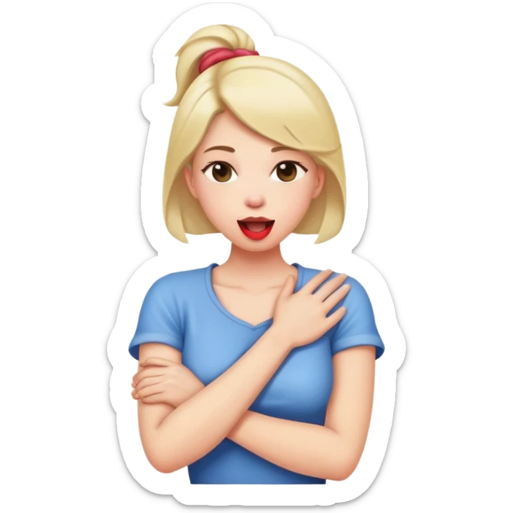 Holding neck with crossed arms tongue out woman sticker