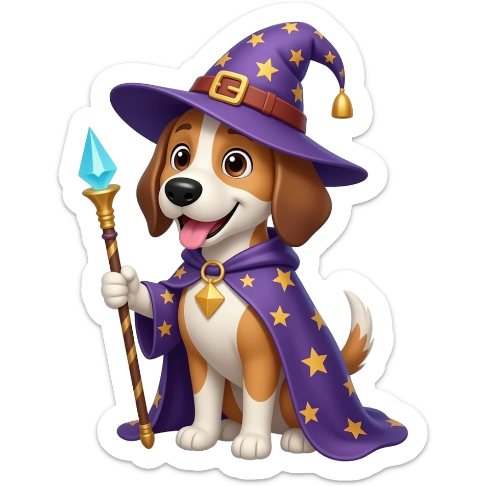 Dog wizard sticker