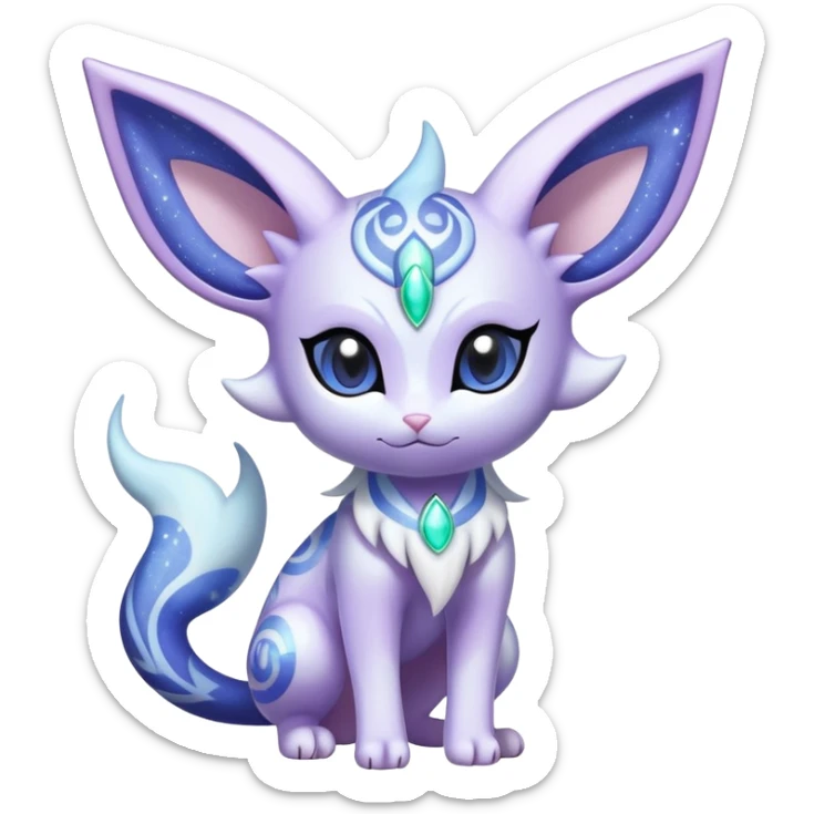 Shiny Exotic Cute Adorable Majestic Ethereal Sparkly Espeon-Meowstic-Hybrid-Creature with pattern-markings sticker