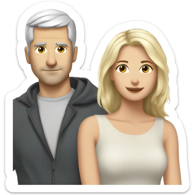 White man - short grey hair - no facial hair - kisses blonde girl  sticker