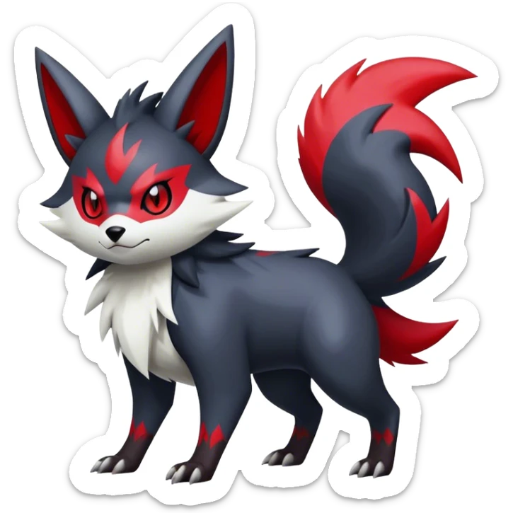 Epic Shiny Cool Edgy Zangoose-Zorua-Pokemon-fakemon-hybrid-animal Full Body  sticker