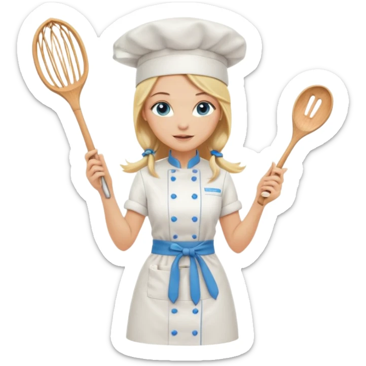 Full body 
Sexy Long Blonde hair blue eyed female chef sticker