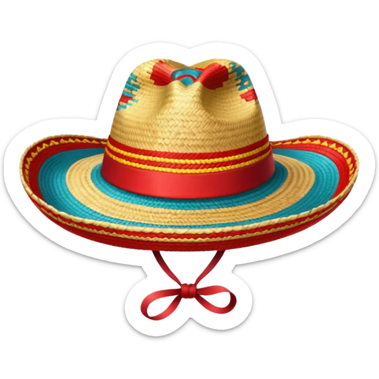 Sombrero de paja con una tira roja en la parte central sin ninguna soporte solo una tira como el de abajo a la derecha sin la flor y sin la tira roja en la parte saliente  sticker