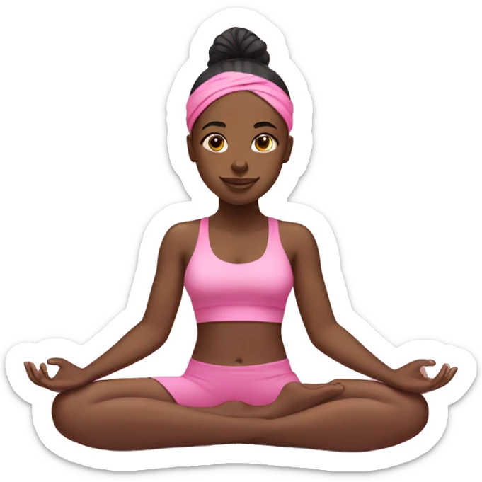 black girl doing yoga wearing pink with pink headband  sticker