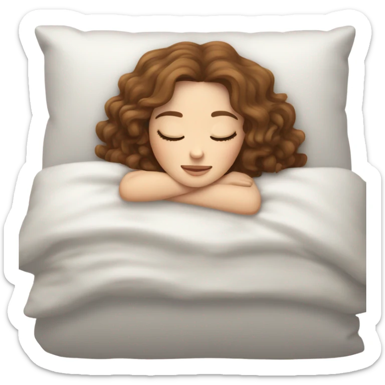 White girl with frekles Brown wawy hait yes hair sleeping peacfully on a pillow  sticker