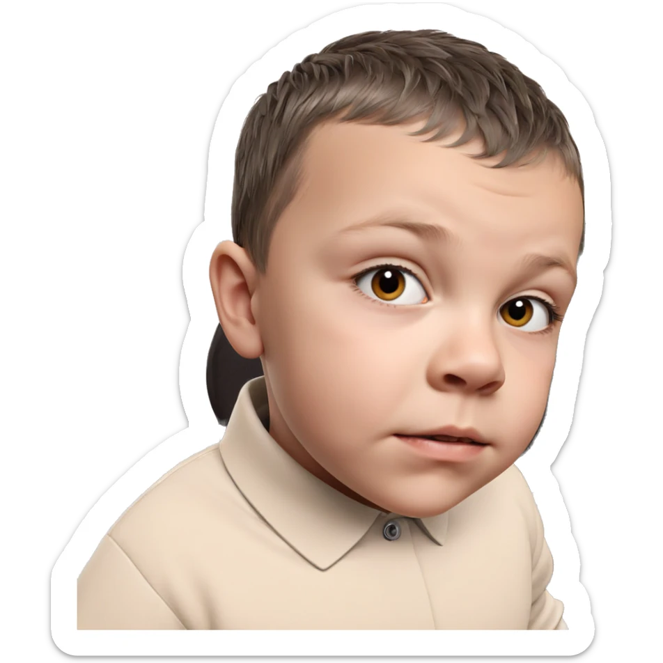 boy with black hair portrait sticker