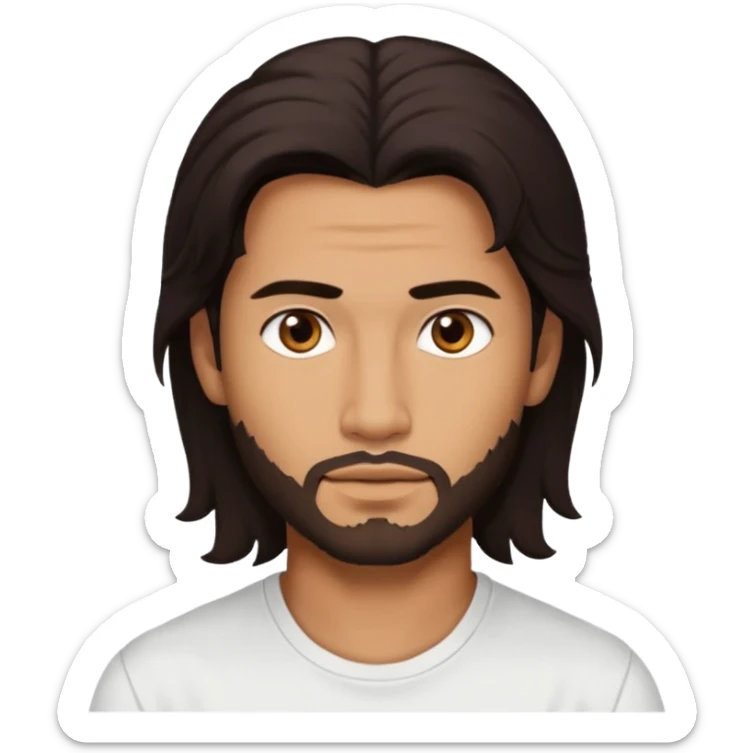 Pana Hema Taylor, male actor (b.1989) with tan skin, dark brown long hair sticker