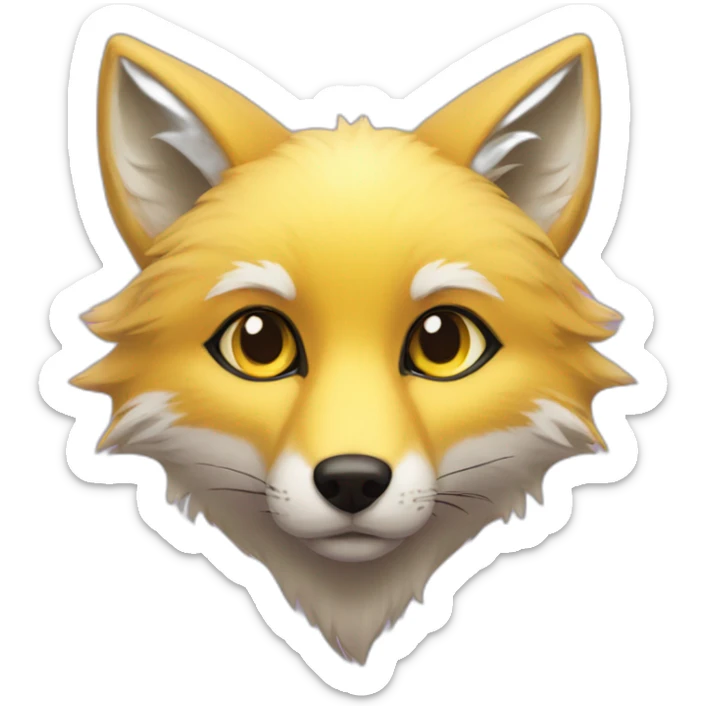 purple yellow fox furry green eyes yellow nose sticker