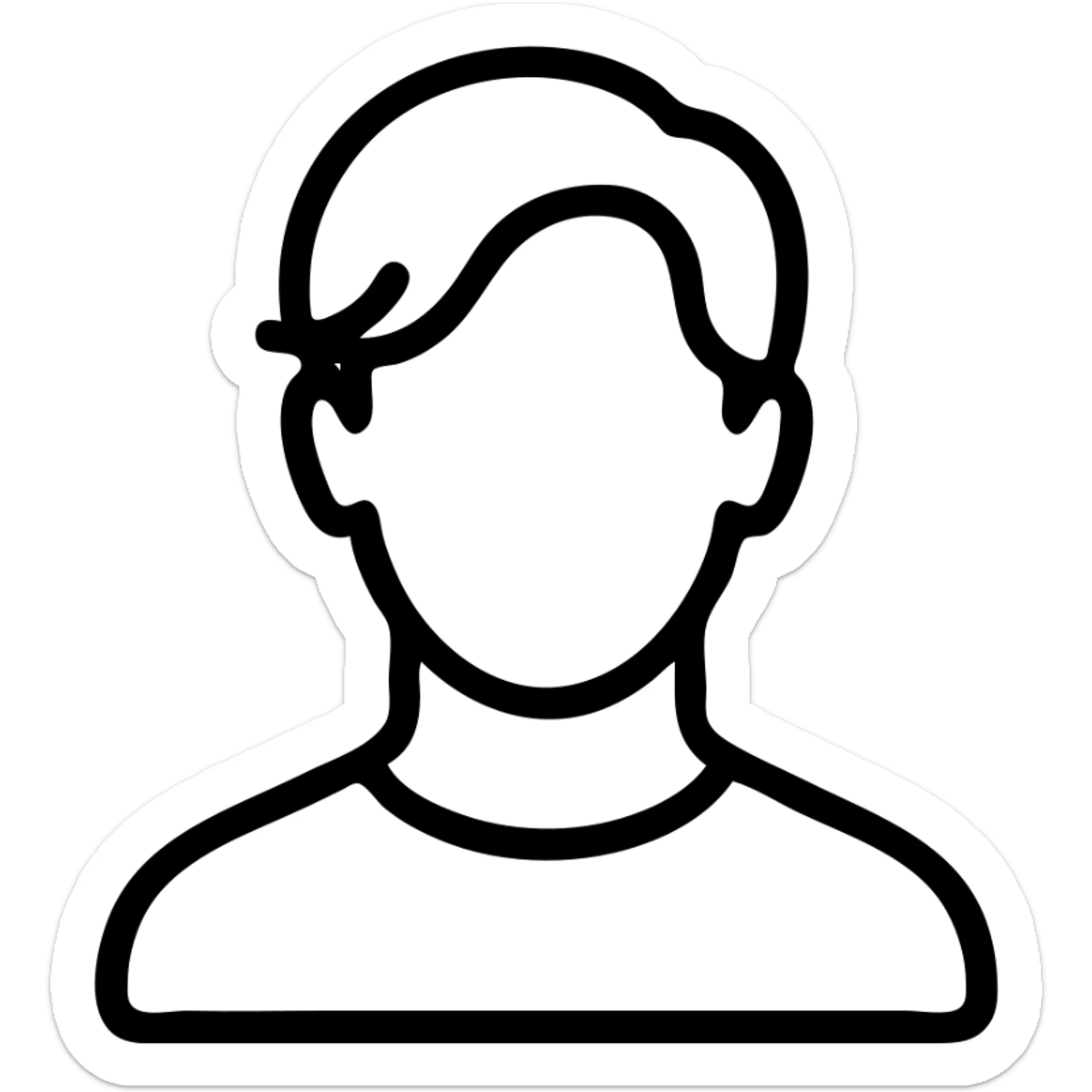 Kenan Yildiz in icon form, minimal details, focus on silhouette and hairstyle, outlined icon style sticker