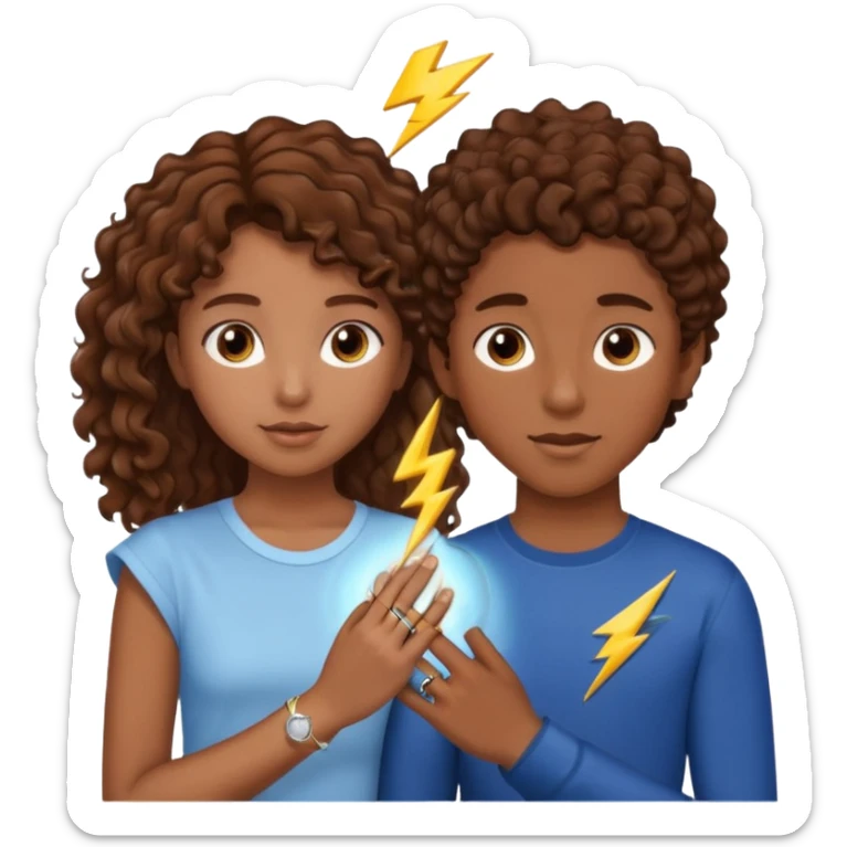 a 15 year old girl with brown curly hair but she has lightnings in it with a brown haired boy who gave her a promise ring sticker