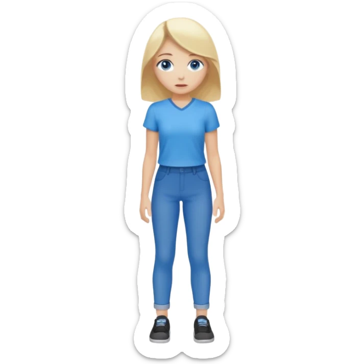 blue eyes blonde girl TRYING TO GET SOMEONES ATTENTION FULL BODY STANDING UP sticker