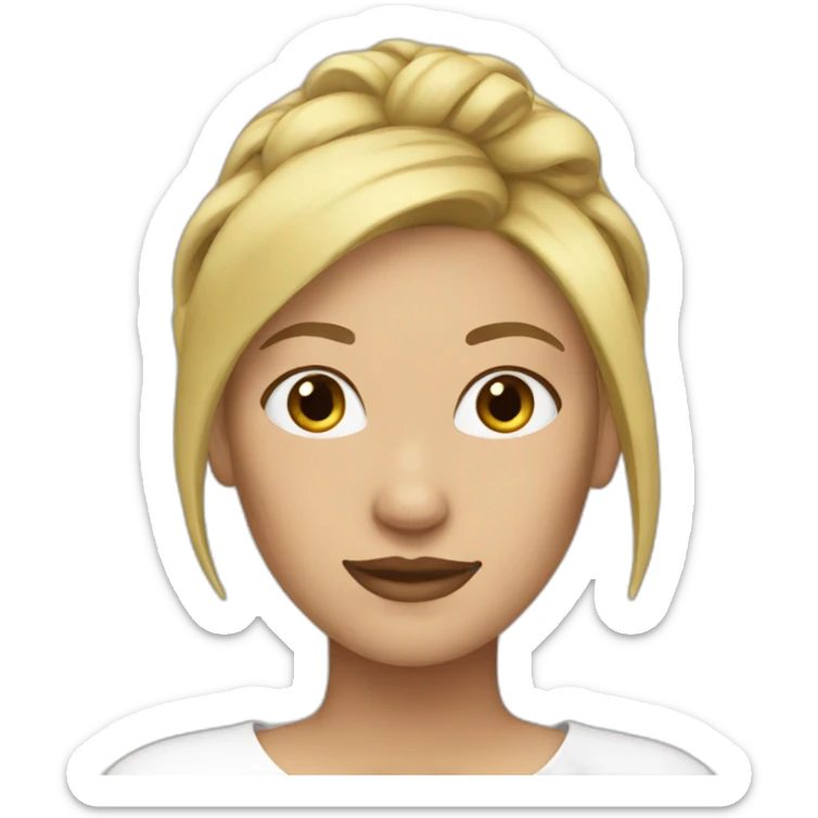 woman blond bun no eyes sticker