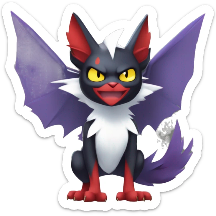 Edgy Cute Cool Kawaii Litten-Noivern-Zoroark-Noibat-Absol-Pokémon Full Body sticker