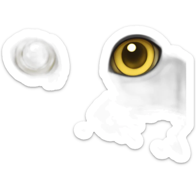 A british shorthair cat in light grey, white and beige with a white bless and with yellow eyes sticker