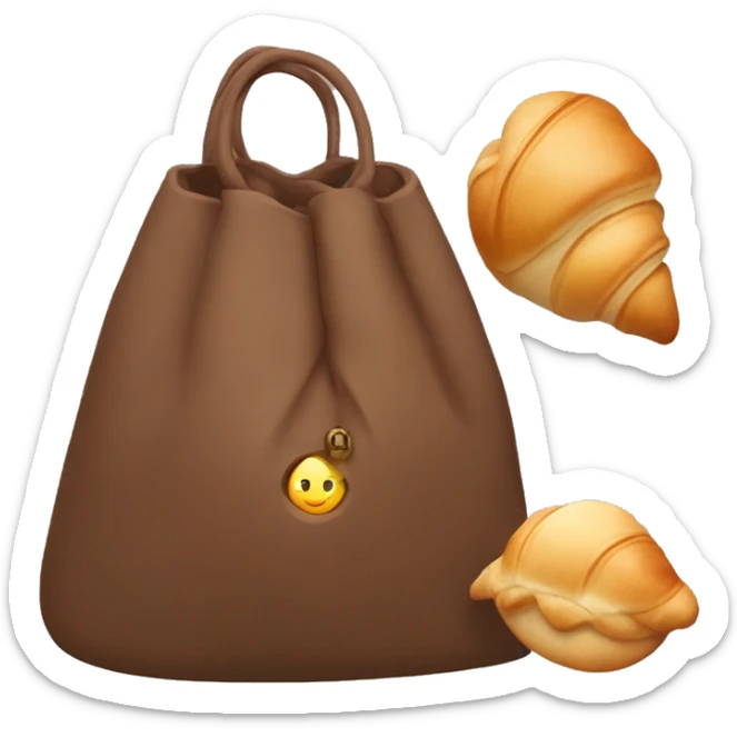 Brown polene bag with Little Croissant plushie pendant sticker