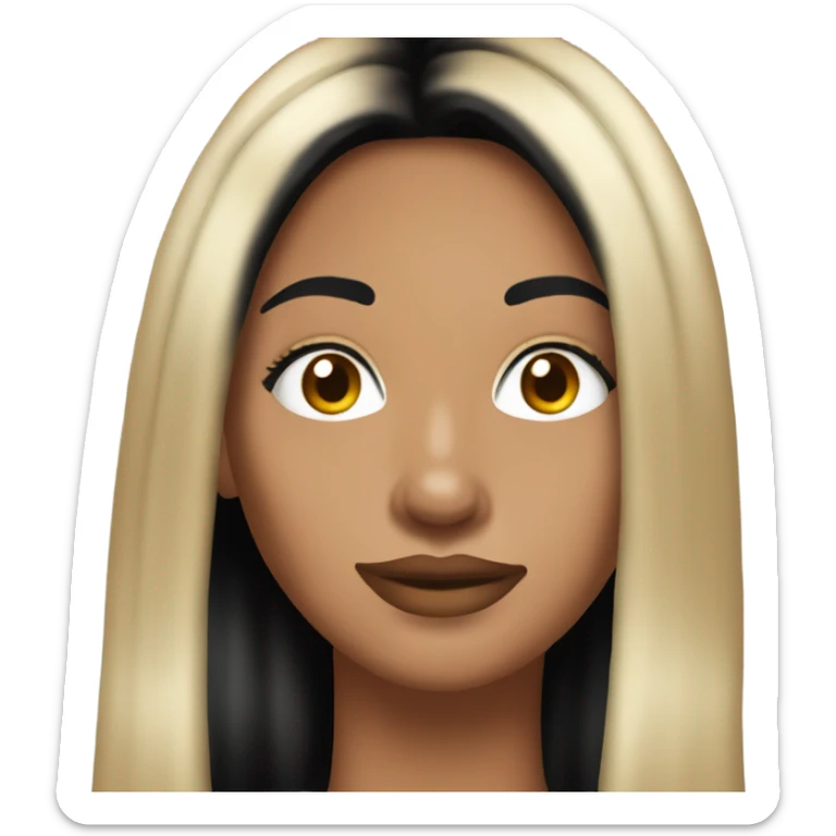 Tanned woman with long black hair dressed in 2000s Y2K hair, makeup, and attire sticker
