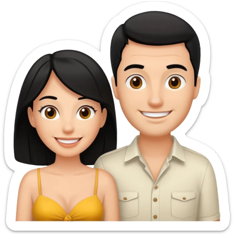 A white woman and man on their honeymoon (black hair) sticker