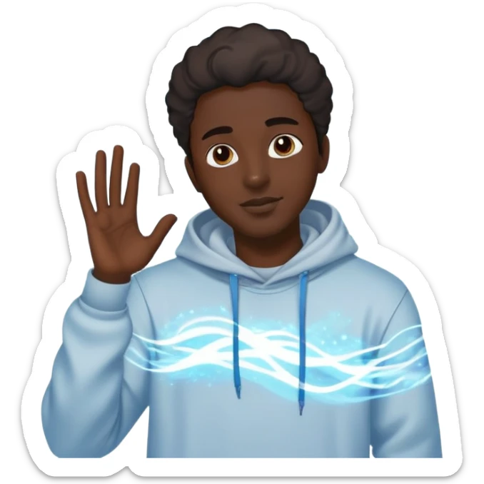 Male profile with casual streetwear clothing elements, radiating creative energy waves, ethereal style inspiration glow sticker