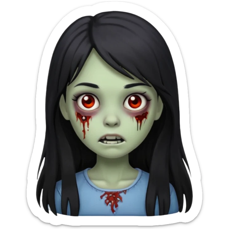 girl zombie long hair side bang ios memoji sticker