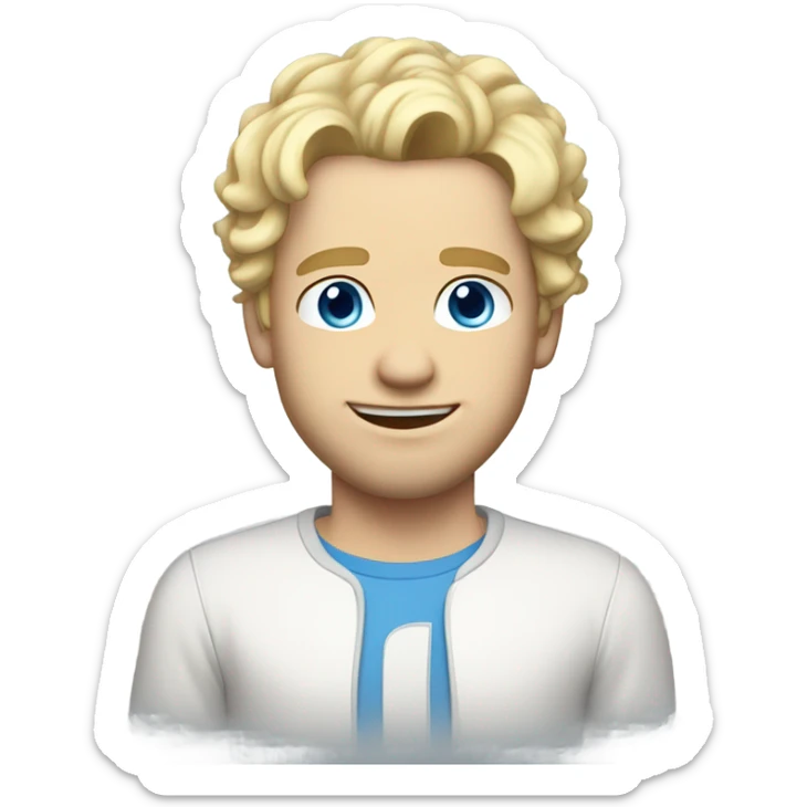 full body standing light curl blonde 30yo man blue eyed pale skin sticker