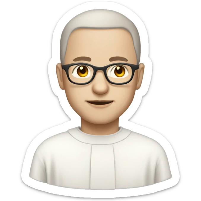 Catholic Monk white habit with dark hair pale skin and glasses sticker