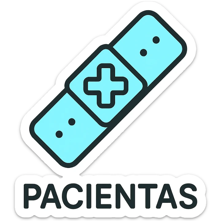 Discord role icon for 'pacientas' patient of a psychiatric clinic, #6fe8f3 color, medical cross or hospital wristband, modern and clear sticker