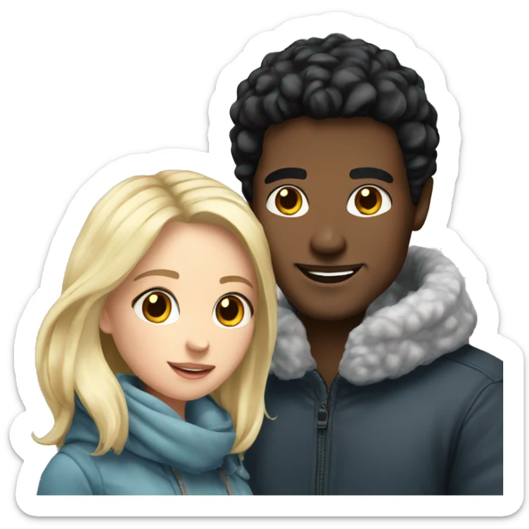 Winter couple Sweet - black hair man und blond girl sticker