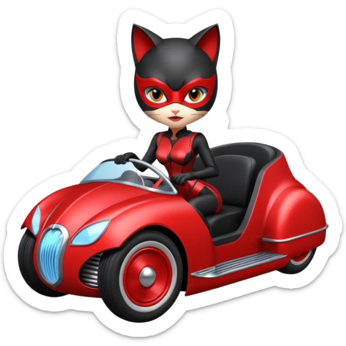 Hot rod Cat Woman’s sports futuristic Catmobile twin seated car  sticker