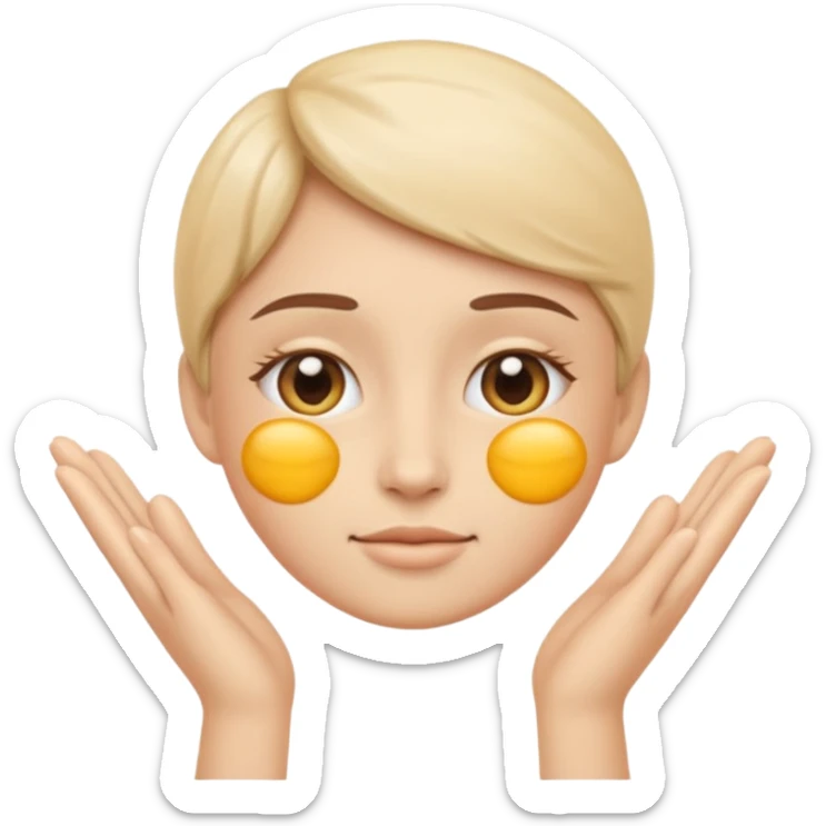 Minimal emoji representing reduced facial puffiness, soft hand gesture shaping the face contour, balanced and natural appearance, wellness-focused, simple and easy to understand
 sticker