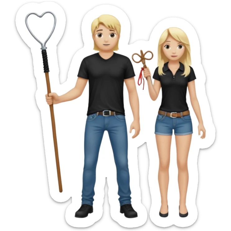 Bdsm male dominant wearing jeans black T-shirt and holding a flogger watching from outside blonde long hair sub with a collar showering with suds all over her sticker