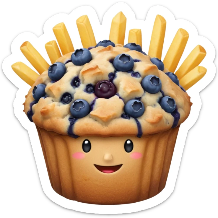 A McDonald's blueberry muffin with a side of French fries sticker