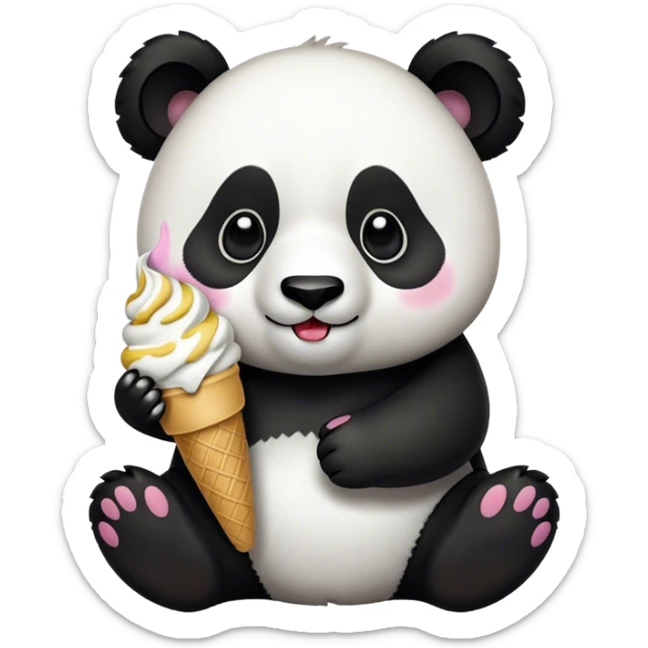 Panda eating ice cream sticker