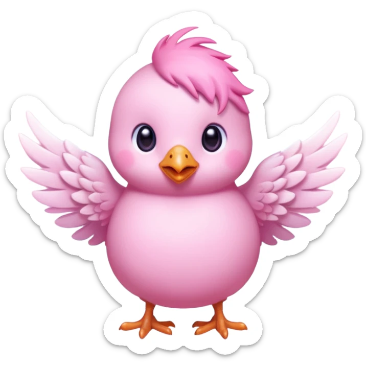 cute pink chick with small wings emoji, kawaii style, magical glow, pastel colors, transparent background, twitch emote sticker