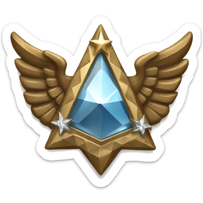 Diamond shaped Bronze military badge with 3 stars in the center and wings behind sticker