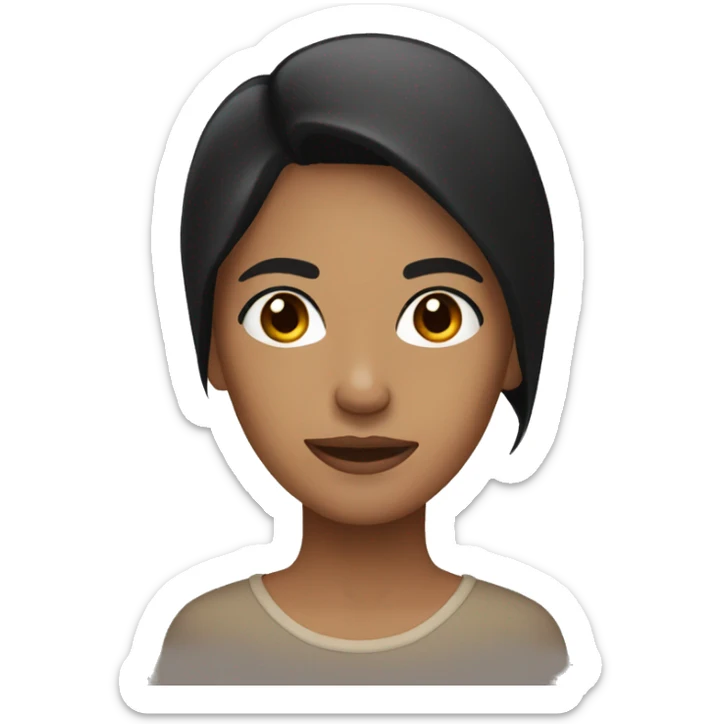 light brown woman with black hair and brown eyes sticker