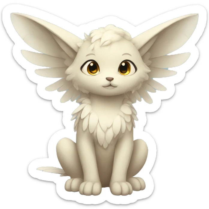 Anthro shy cute kawaii winged animal hybrid full body sticker