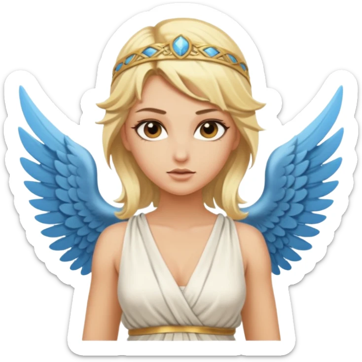 Sexy, edgy blond woman, who is a winged, sensual goddess dressed in a very scanty greek toga sticker