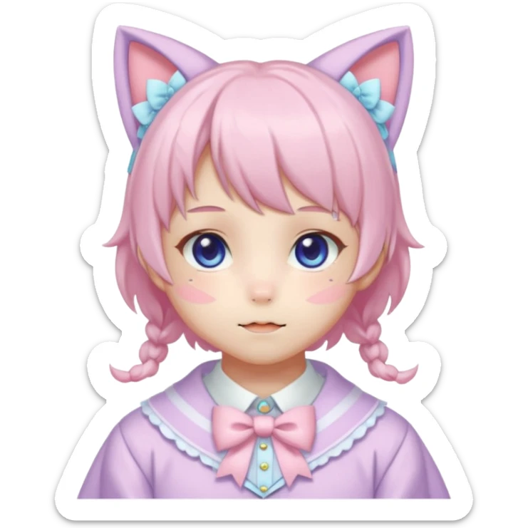 Shiny Blushing Cute Kawaii Beautiful Pastel Lolita Anime Catman Trending Style Cottagecore Pastelcore  sticker