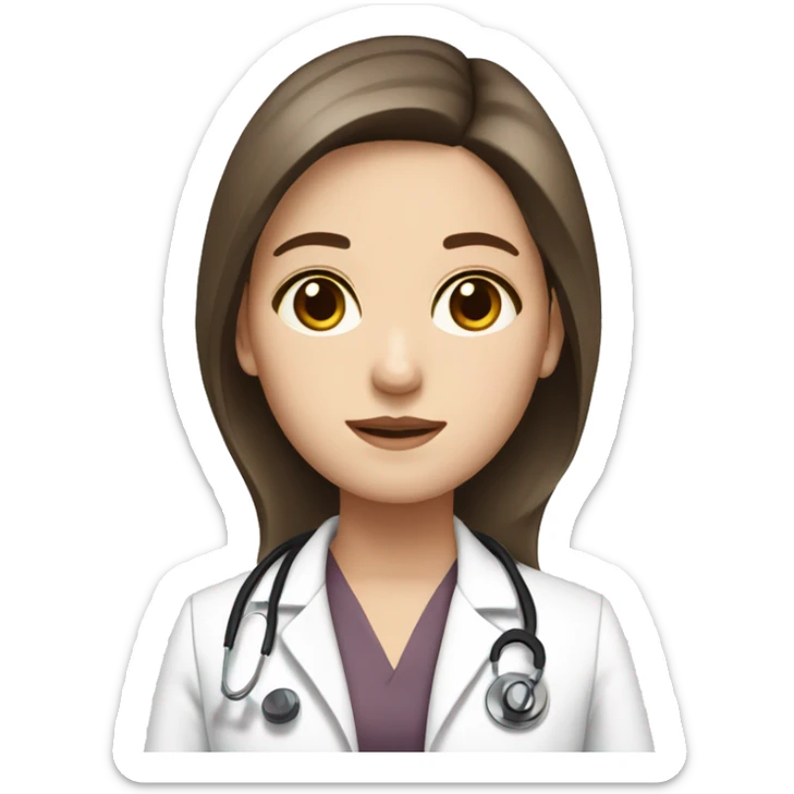 doctor, brown hair, girl, white skin, straight hair, brown eyes sticker