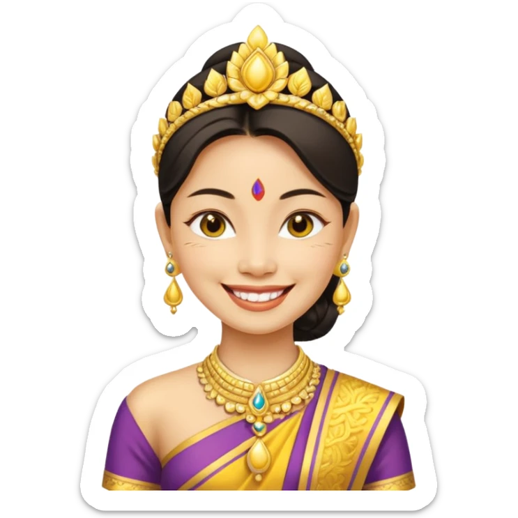 It is meant to depict a Thai woman, a yellow Asian, in the standard attire of her country.The emote is meant to depict a Thai woman in the classic attire of her country. sticker