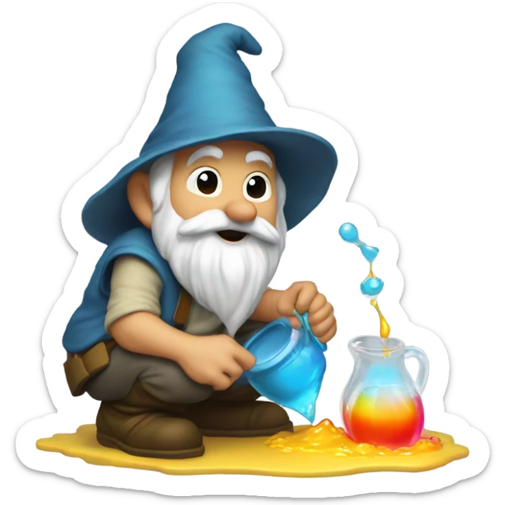 gnome pouring liquid on the ground as tribute to his homies sticker