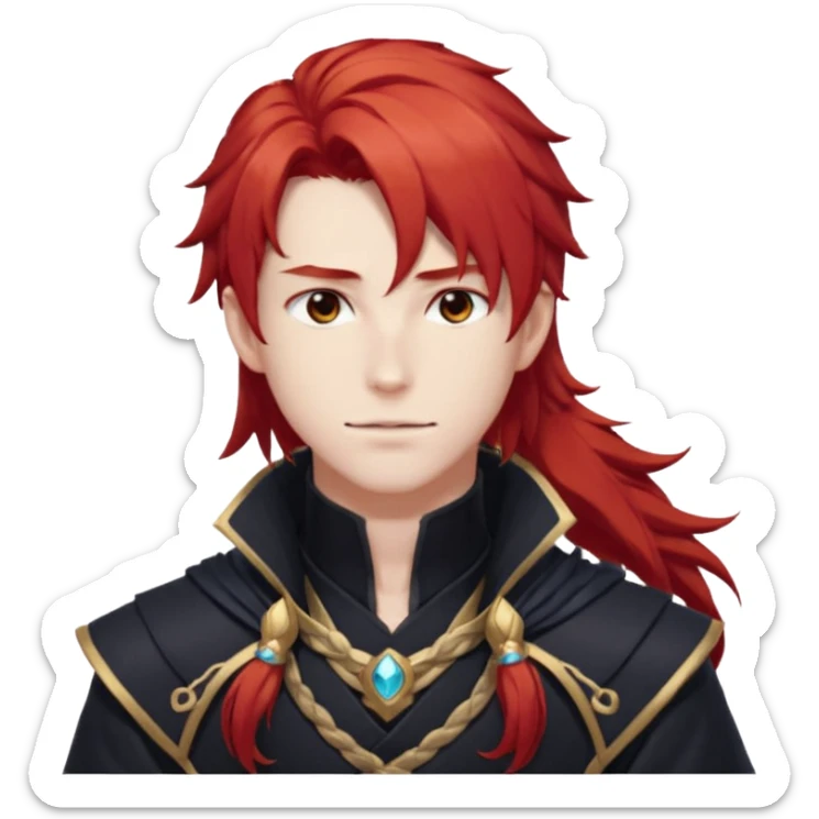 Diluc from Genshin Impact (tall male adult) (long hair) (half body) sticker