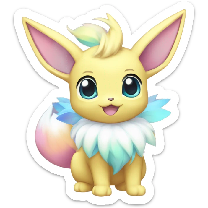 Shiny Colorful Pastel Kawaii Eeveelution-Cute-Pokémon-fusion full body sticker