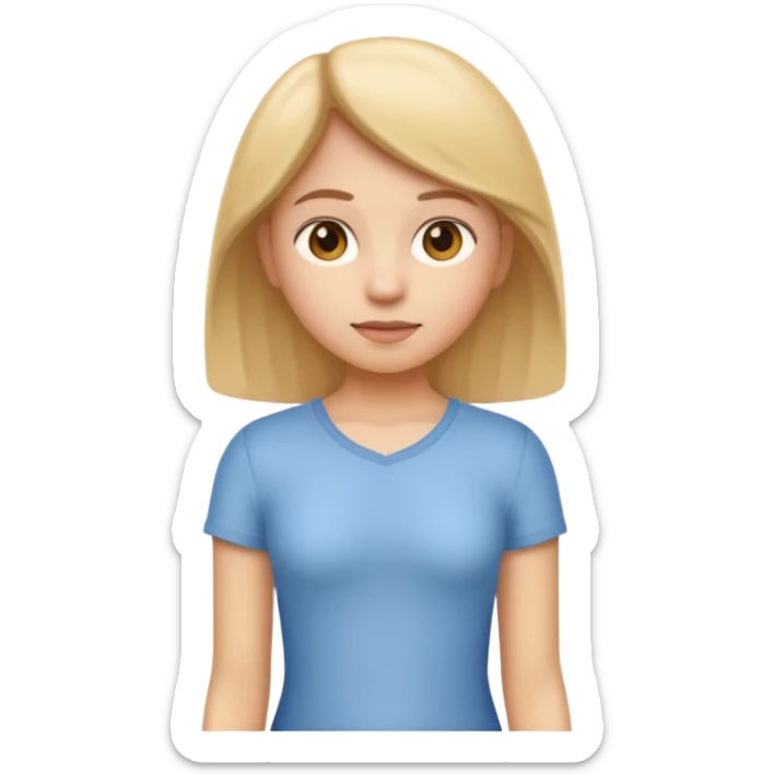 apple style emoji of a single teenage girl showing subtle signs of puberty such as subtle breast development and discreet body hair, standing, educational, non-explicit sticker