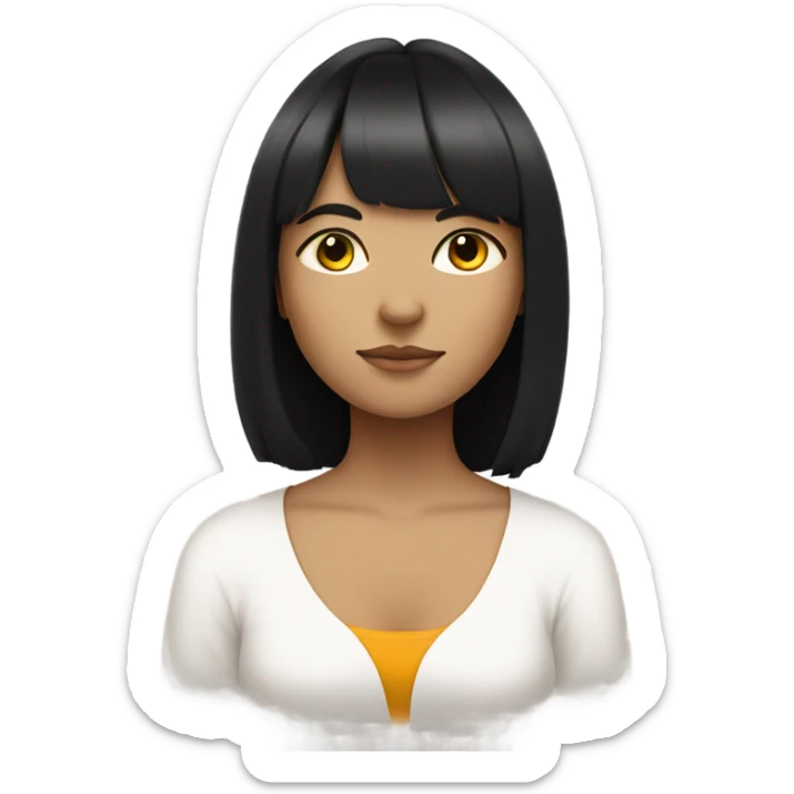 White teen girl with black hair and bangs meditating sticker