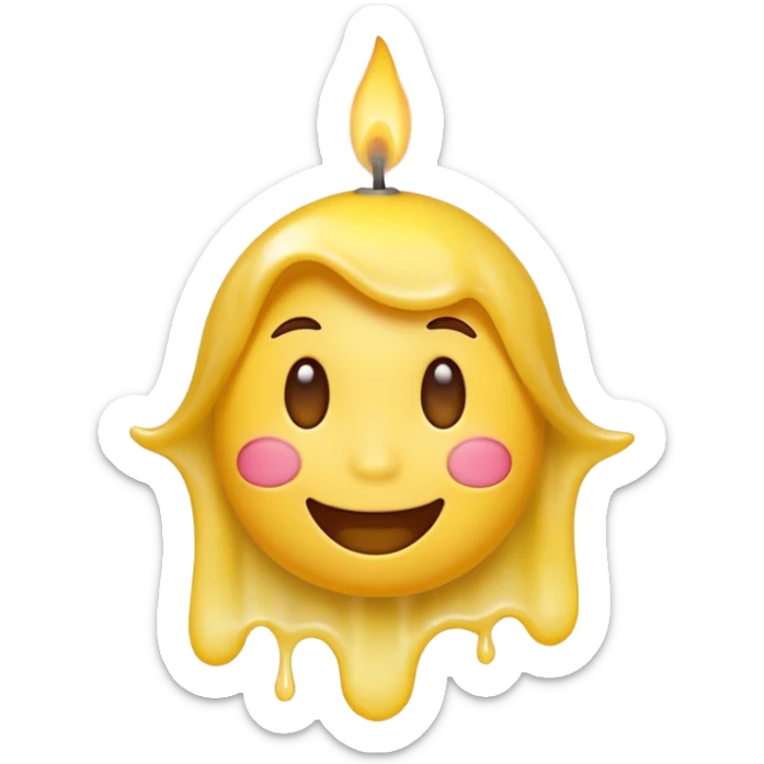 Emoji souriant Avec goutte de sueur qui souffle une bougie sticker