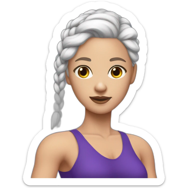 white hair women, boxer braids and purple blue leotard sticker