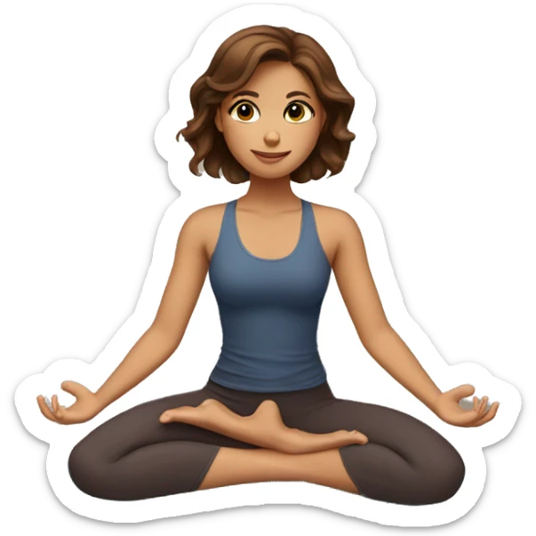 A beautiful girl with brown hair doing yoga sticker